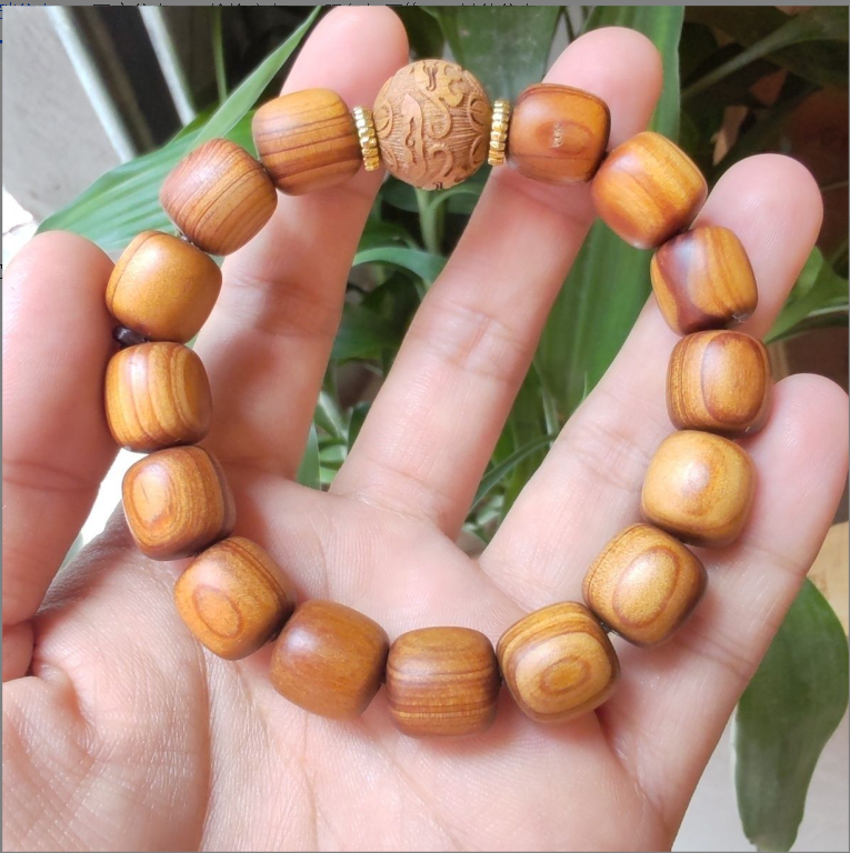 YB-001崖柏老型手串雕刻招财进宝文玩文创手环（无礼盒）