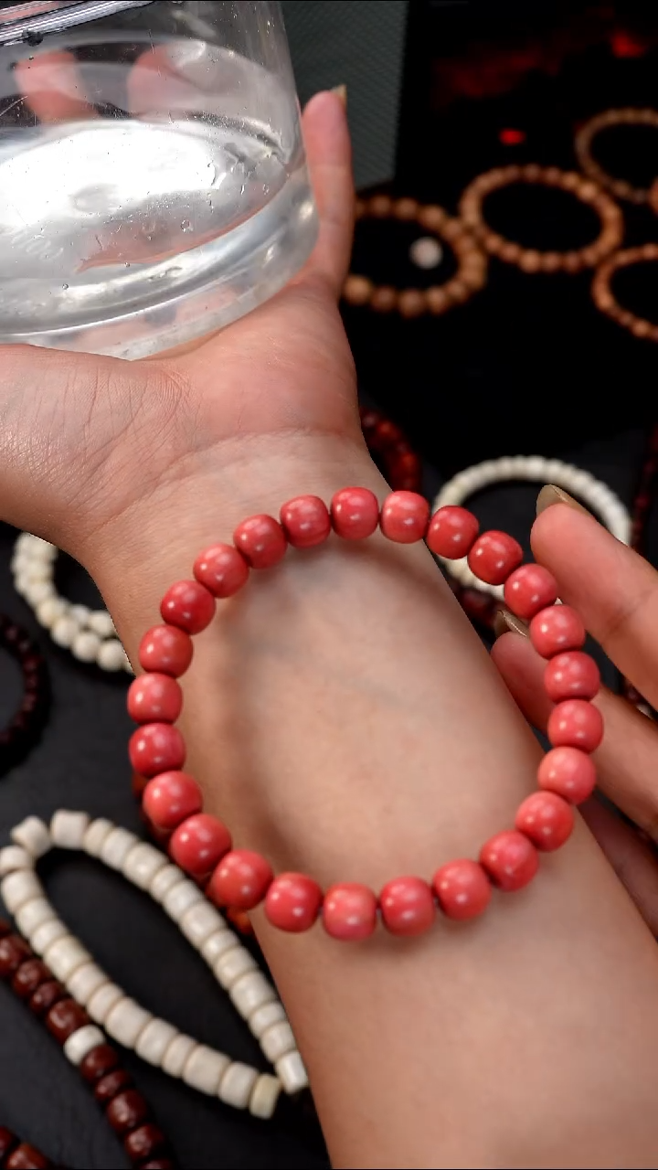 檀香木手串/手链粉象木8*8.8老型珠单圈西瓜红