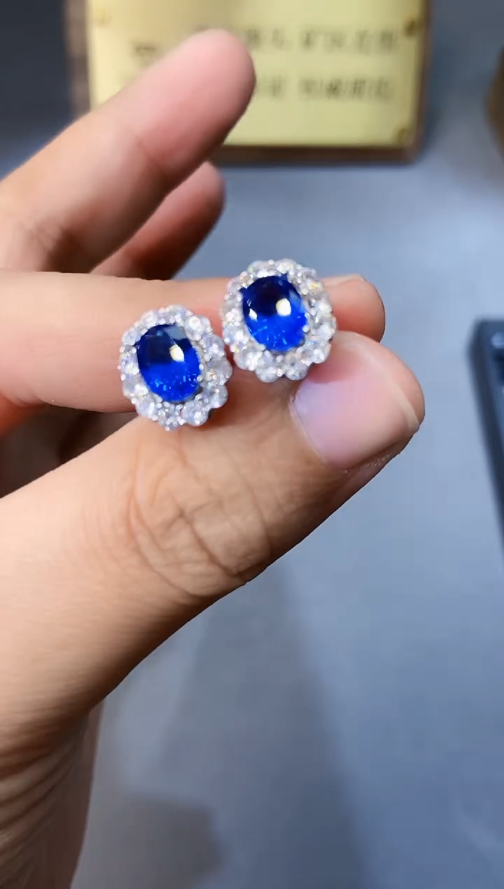 【闪购商品】蓝宝石耳饰银S925镶嵌354