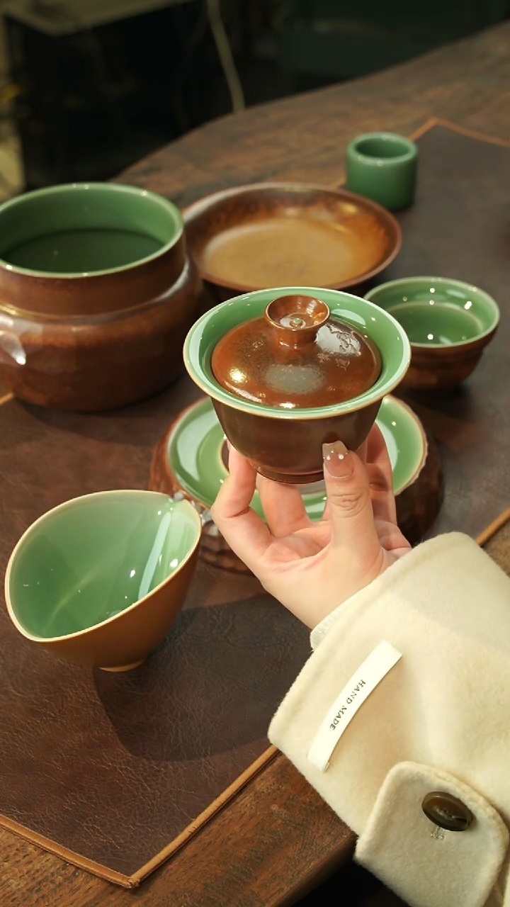 【闪购商品】瓷片瓷茶记 双釉盖碗