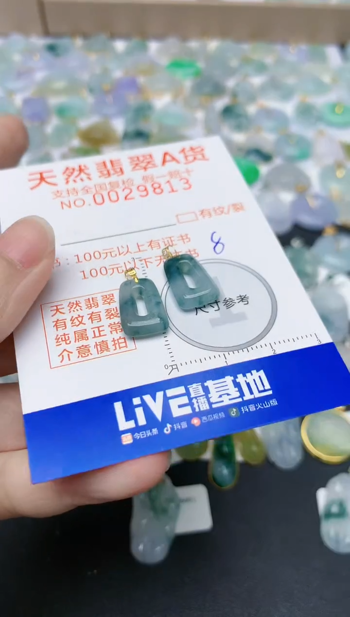 翡翠18K金镶嵌颈饰天然翡翠A货（一对）