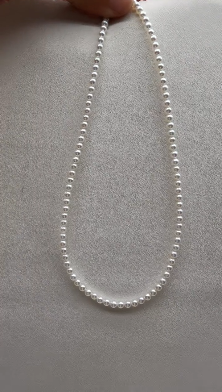 银S925镶嵌项链淡水珍珠3.5-4top闪电baby链 188得1条