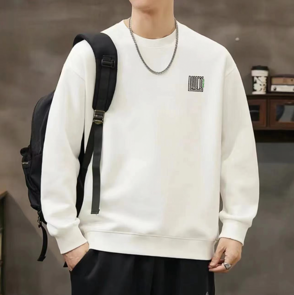 【刺绣迷宫】简约时尚休闲潮流宽松舒适运动套头百搭圆领长袖卫衣