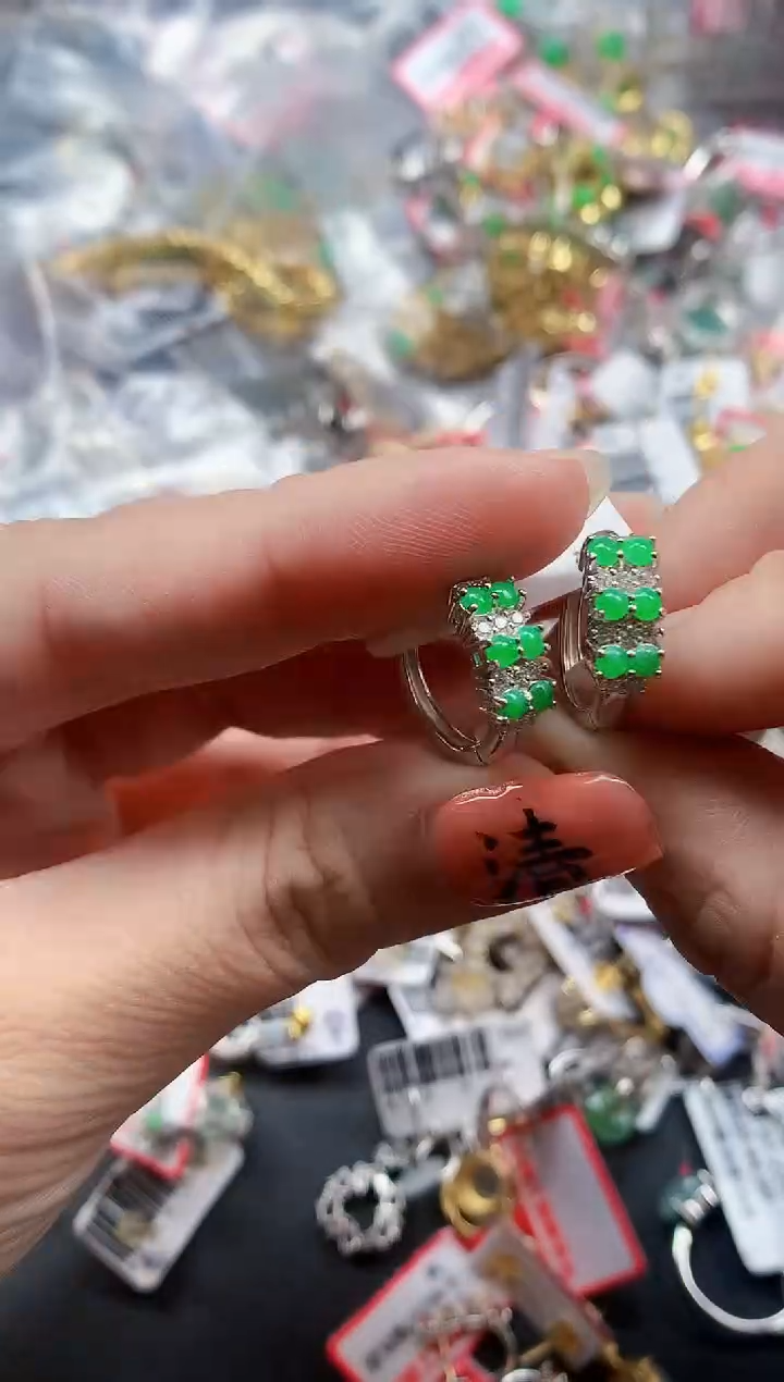 银S925镶嵌戒指翡翠天然A货缅甸翡翠