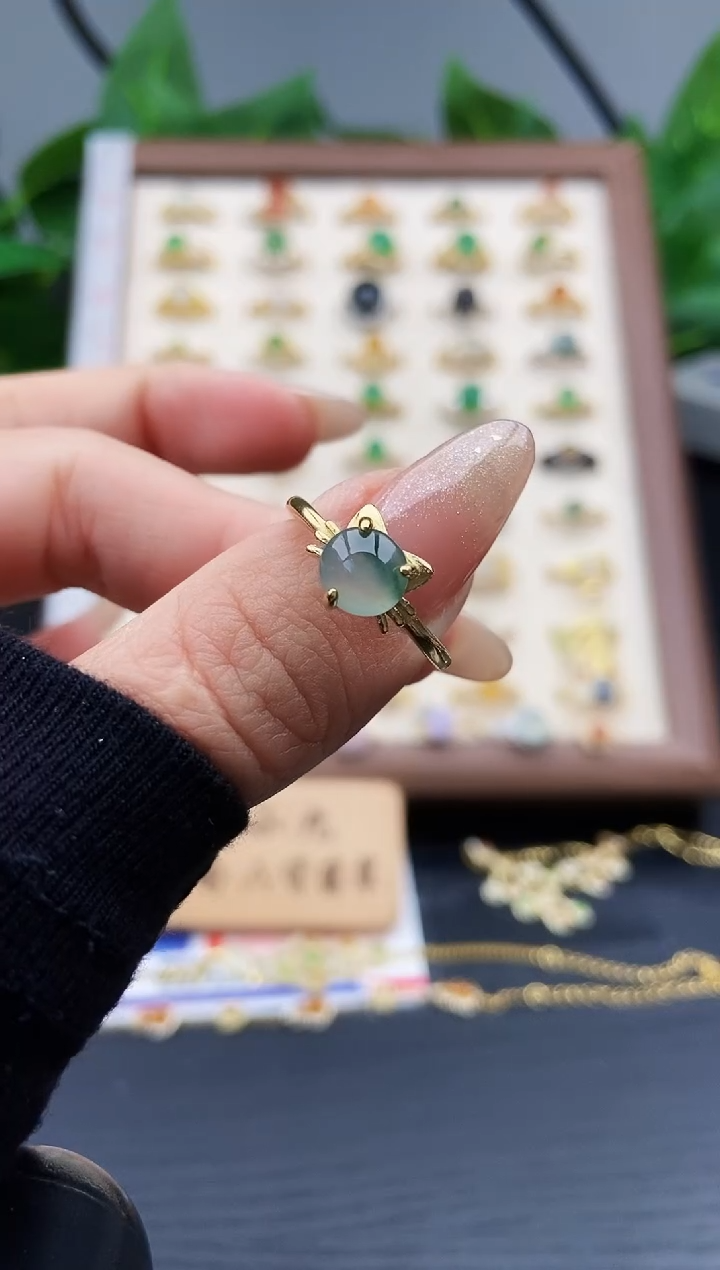 银S925镶嵌戒指翡翠12