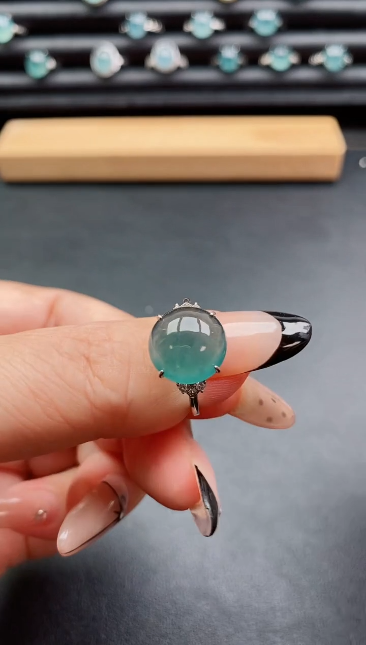 银S925镶嵌戒指翡翠1