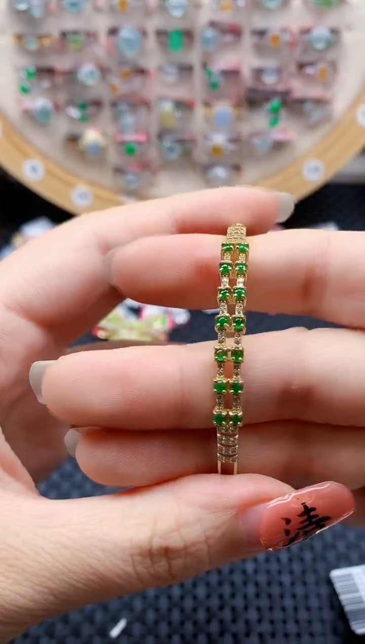 银S925镶嵌戒指翡翠天然A货缅甸翡翠