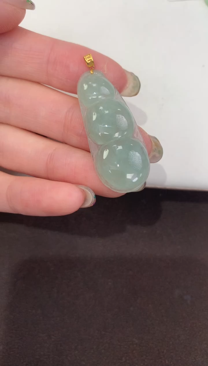 颈饰18K金镶嵌翡翠天然缅甸a货翡翠