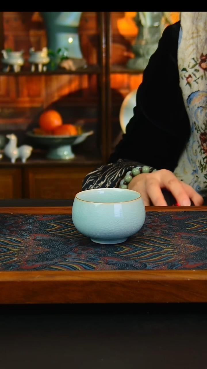 瓷片冰花釉禅定杯，全品
