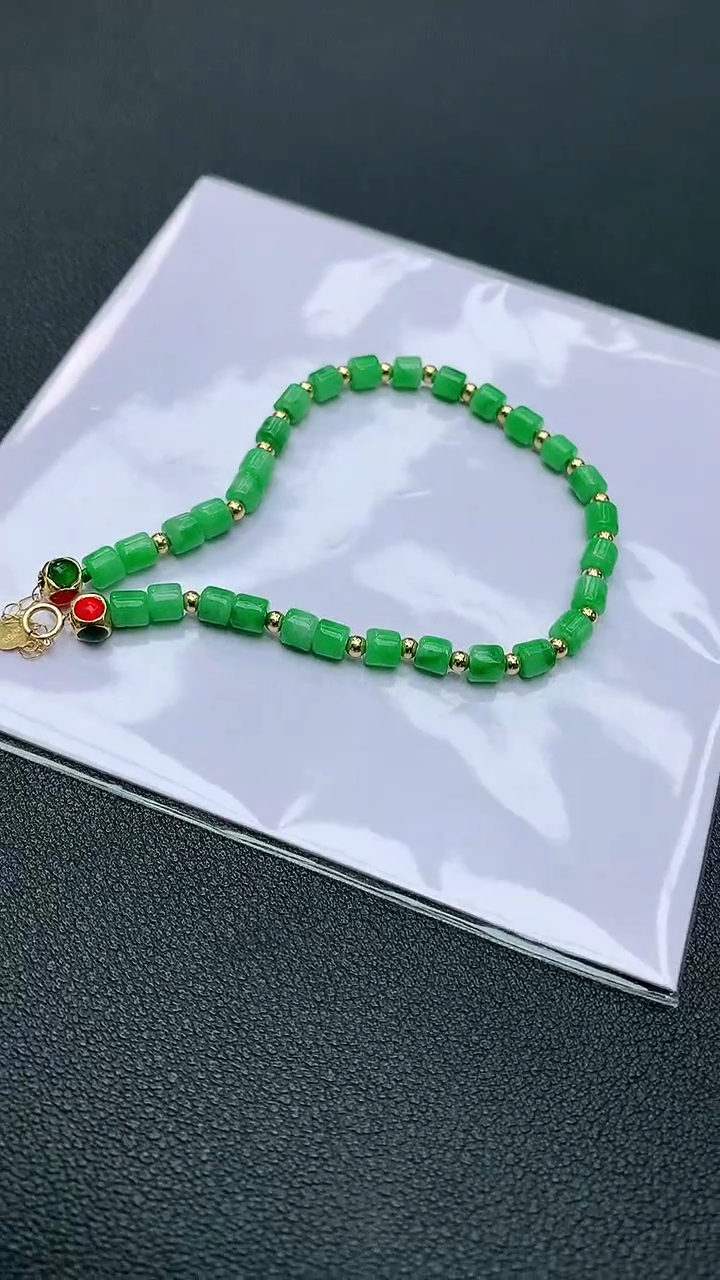 【闪购商品】翡翠手链18K金镶嵌赠礼盒证书 珍珍