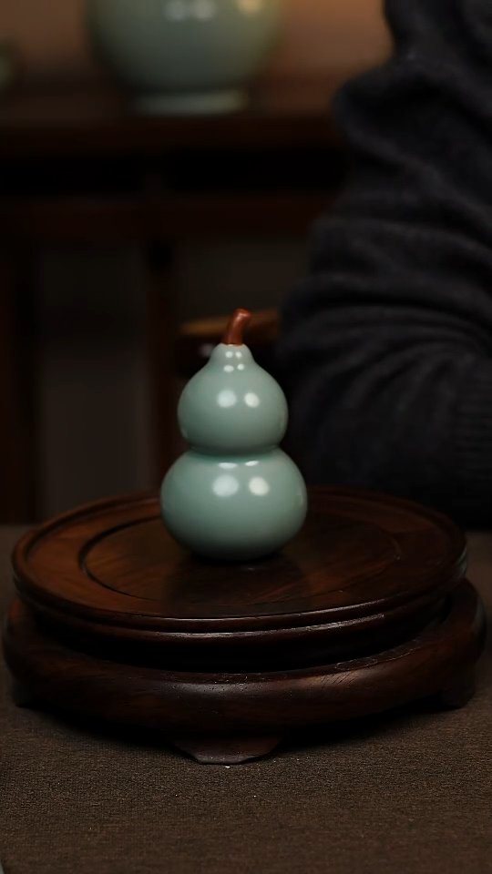 瓷片仿古天青茶宠葫芦一级不带礼盒