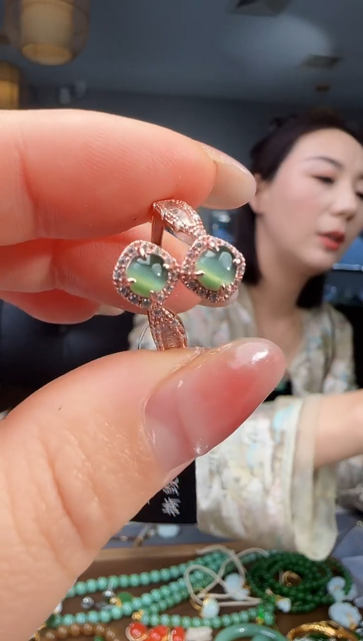 银S925镶嵌戒指和田玉1