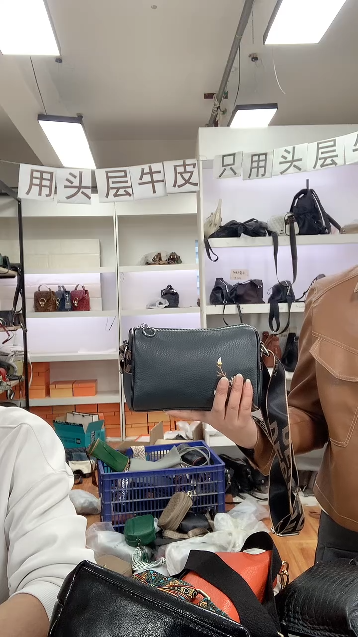 头层牛皮清货真皮  刺绣绿色