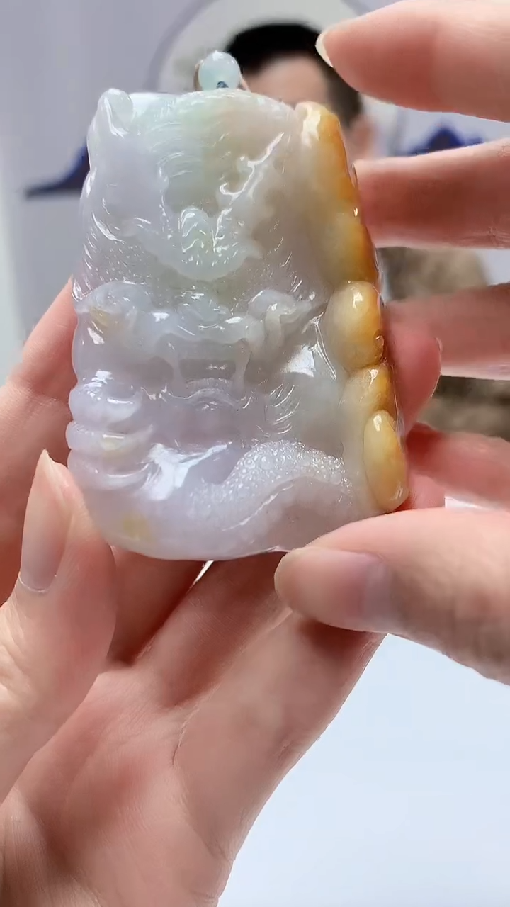 【闪购商品】定制翡翠未镶嵌4812zm-毛货挂件龙牌42