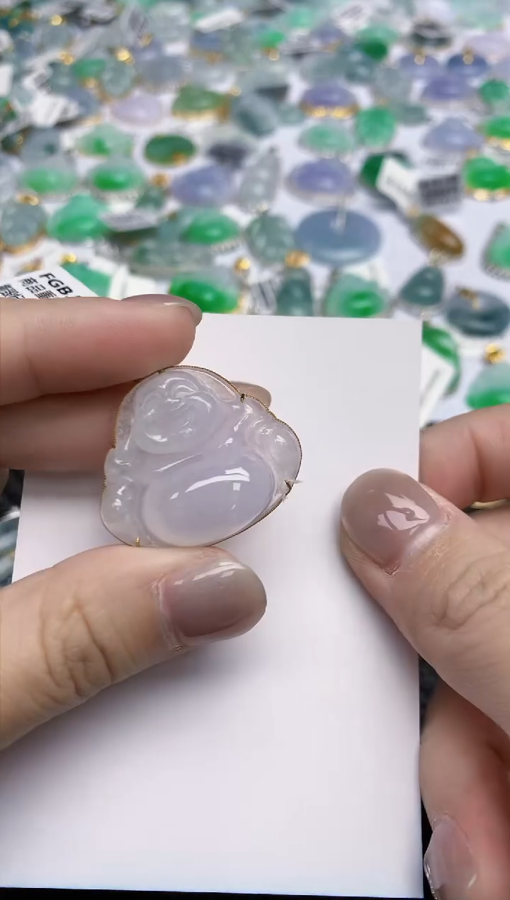 【闪购商品】翡翠颈饰18K金镶嵌天然翡翠A货