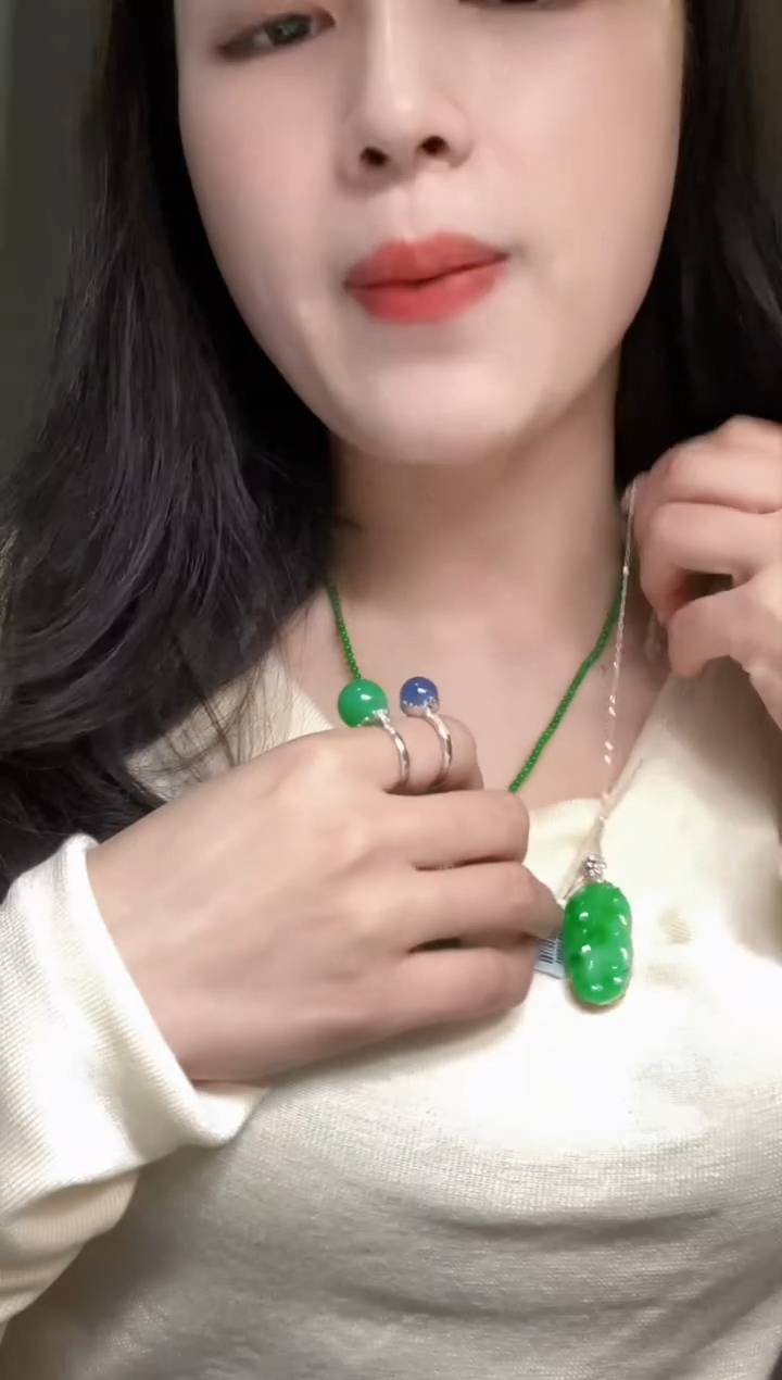 【闪购商品】定制翡翠18K金镶嵌叶子