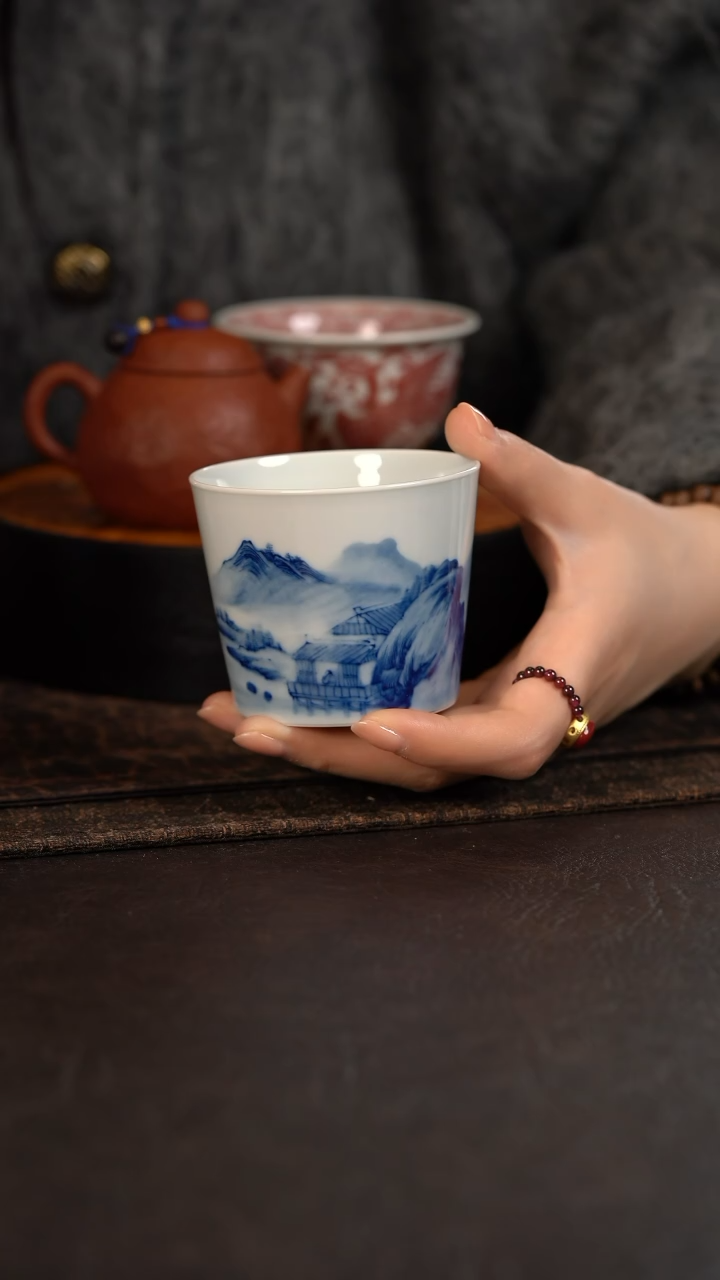 【闪购商品】杯微瑕HLX陶瓷重工山水冰桶杯