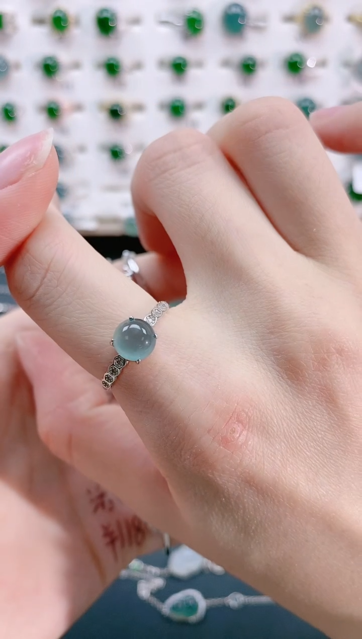 【闪购商品】翡翠戒指银S925镶嵌天然翡翠