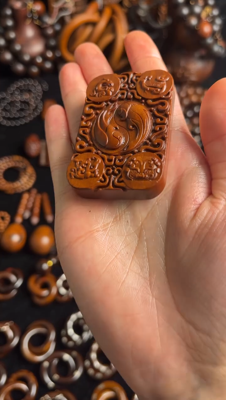 枣木雷击枣木双鱼四兽牌子