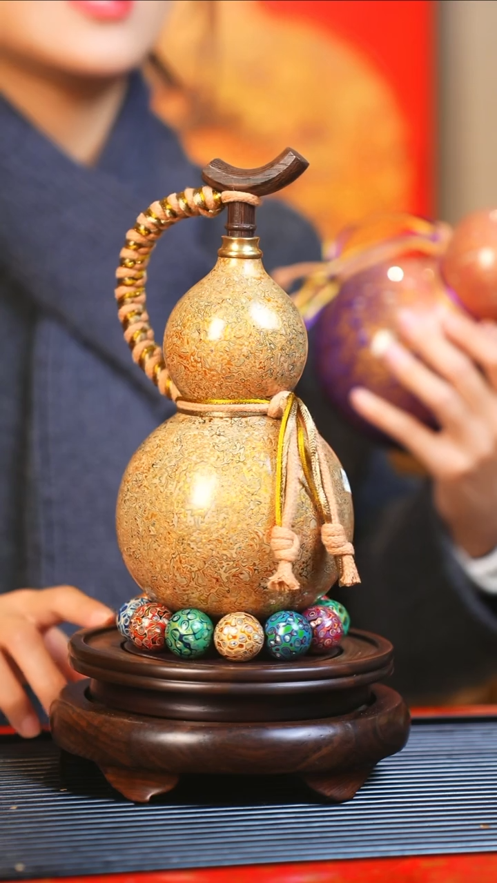 【闪购商品】JF070漆艺酒葫芦不包手串及旋转底座