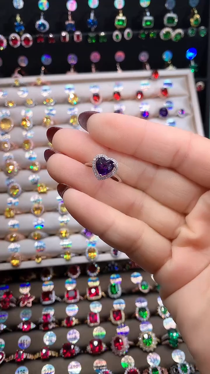 【闪购商品】水晶戒指银S925镶嵌银色