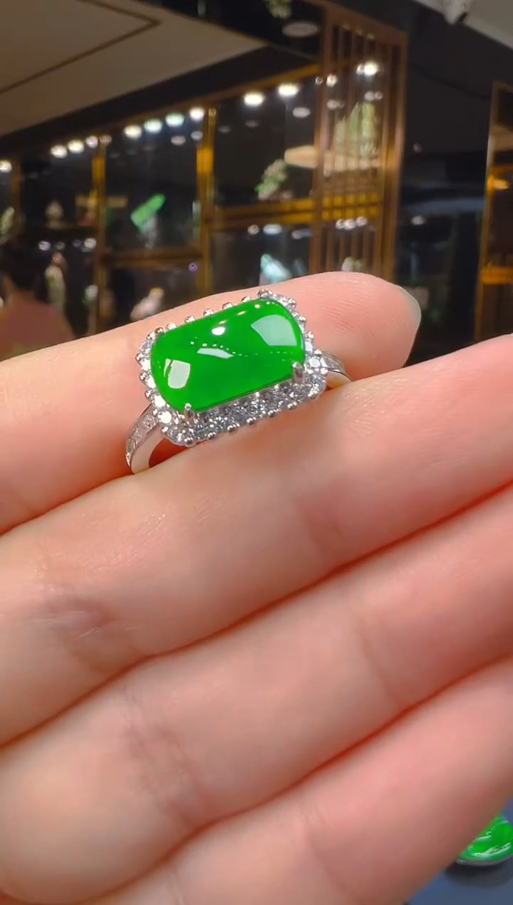 银S925镶嵌戒指翡翠050（多样性发其一）
