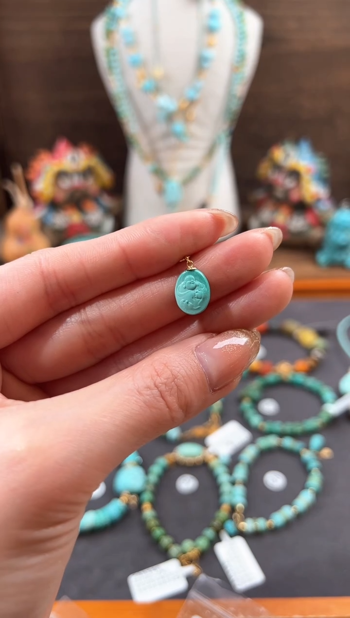 【闪购商品】绿松石提溜18K金镶嵌绿松石提溜