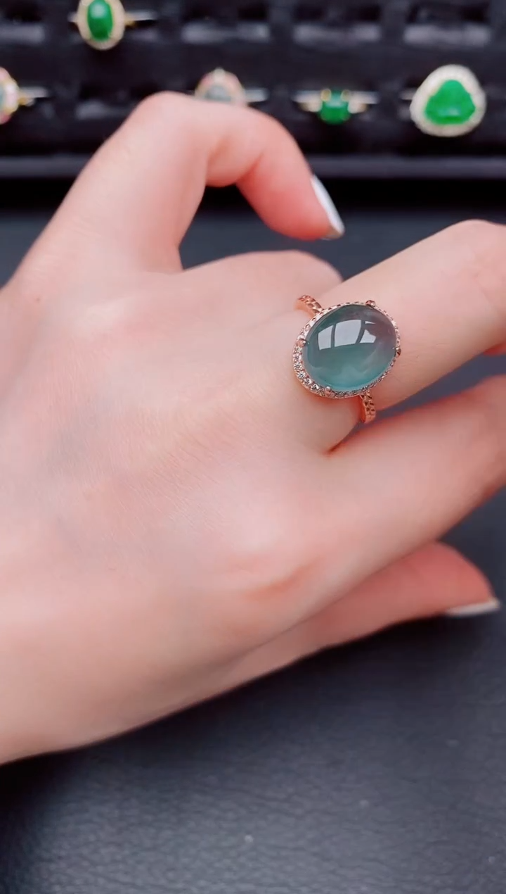 【闪购商品】翡翠戒指银S925镶嵌天然a货翡翠303