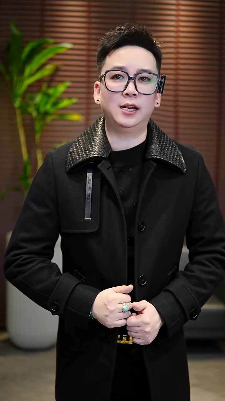 58码（  190-210斤）拼皮羊毛风衣夹克QD578