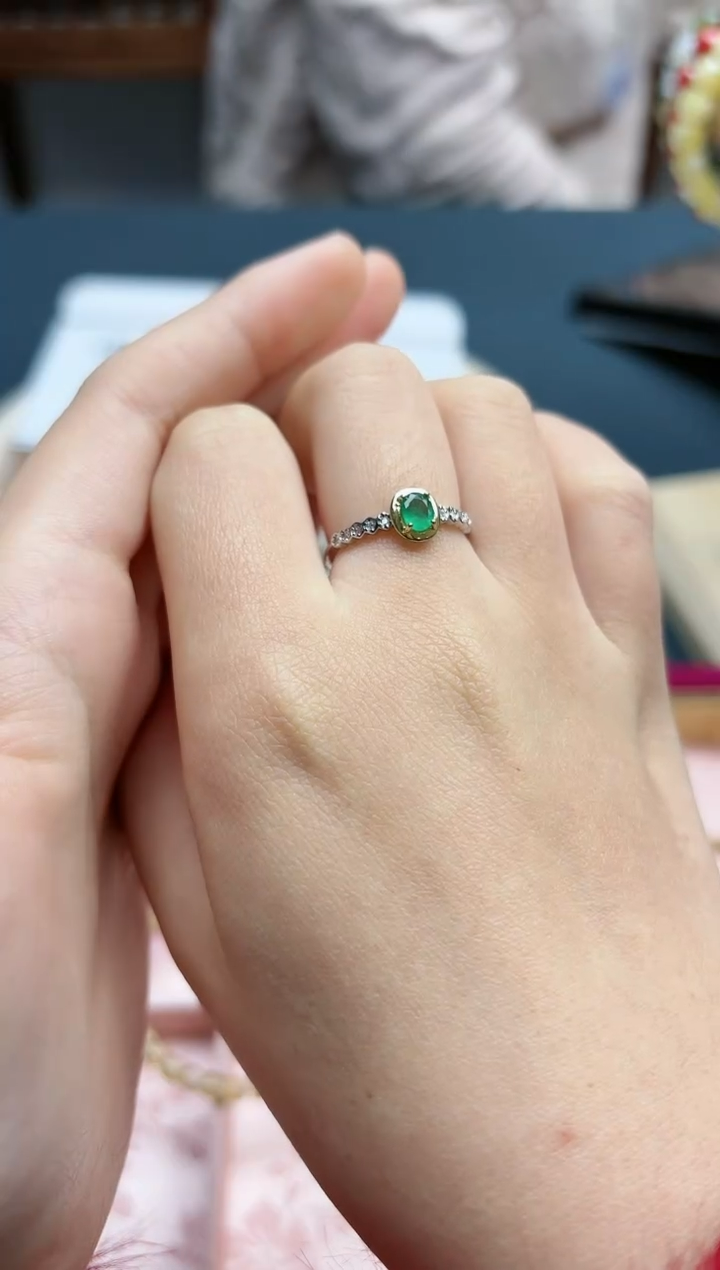 【闪购商品】祖母绿戒指银S925镶嵌祖母绿戒指*1 YX
