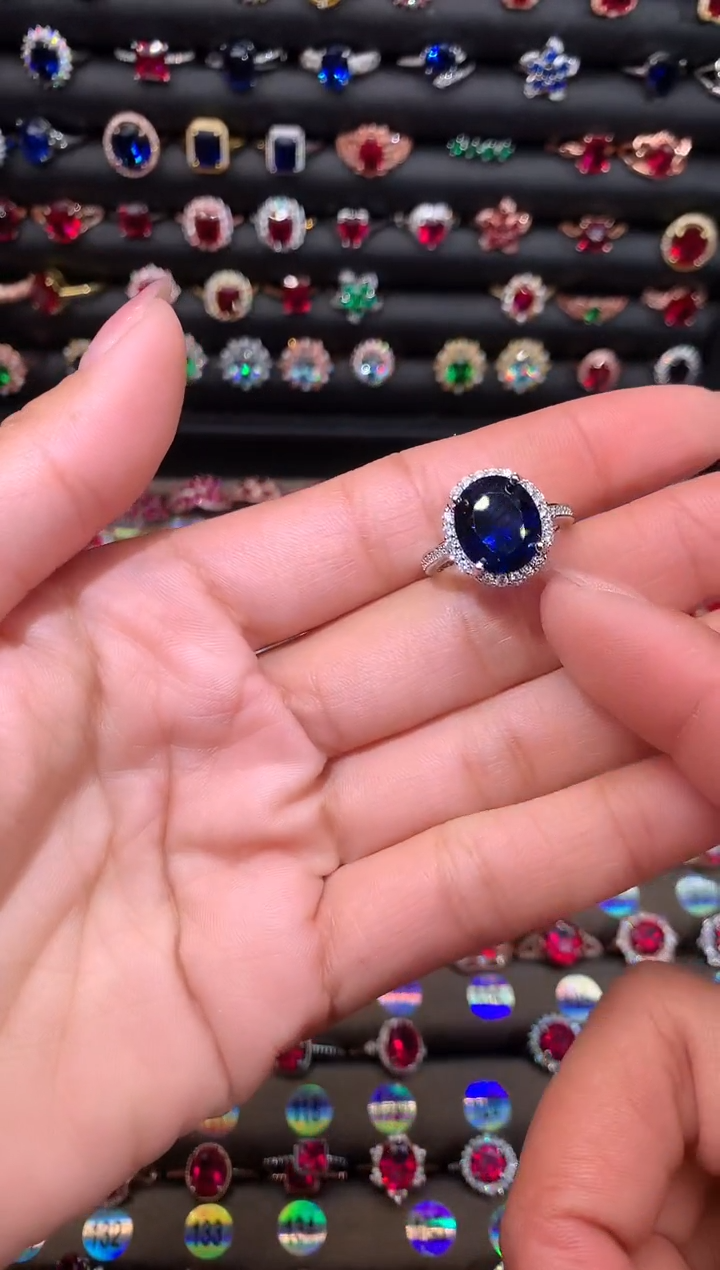 【闪购商品】蓝宝石戒指银S925镶嵌1012