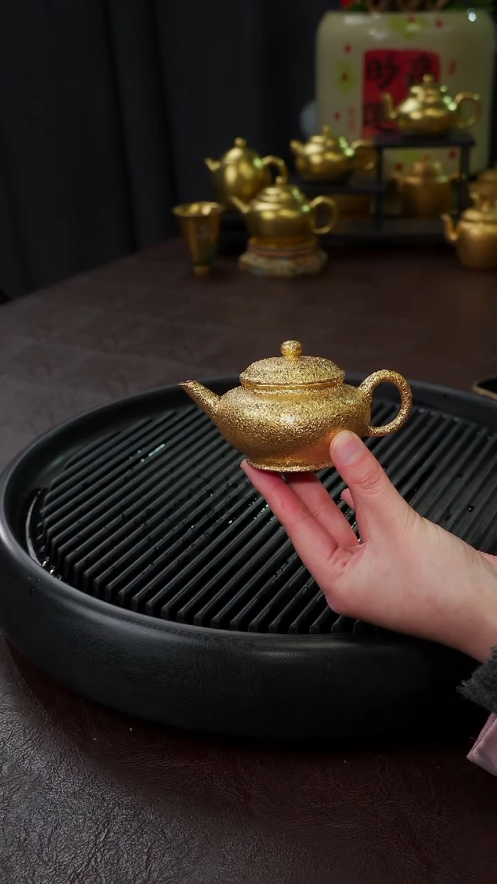 【闪购商品】杯【宜景窑鎏金】朱泥小平金壶