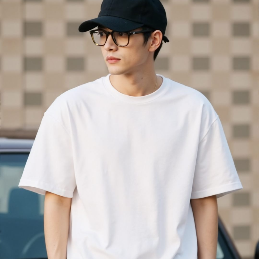 2025夏季新款韩版圆领短袖男女同款打底纯棉T恤休闲白搭时常宽松