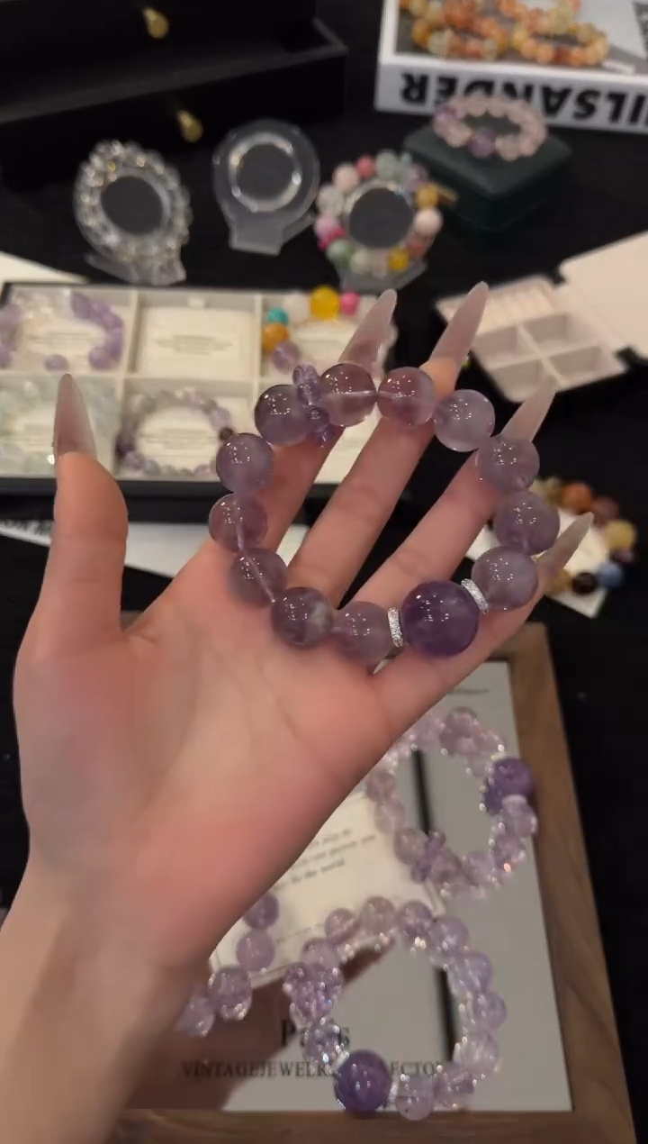 合金手链水晶紫兔毛x3511