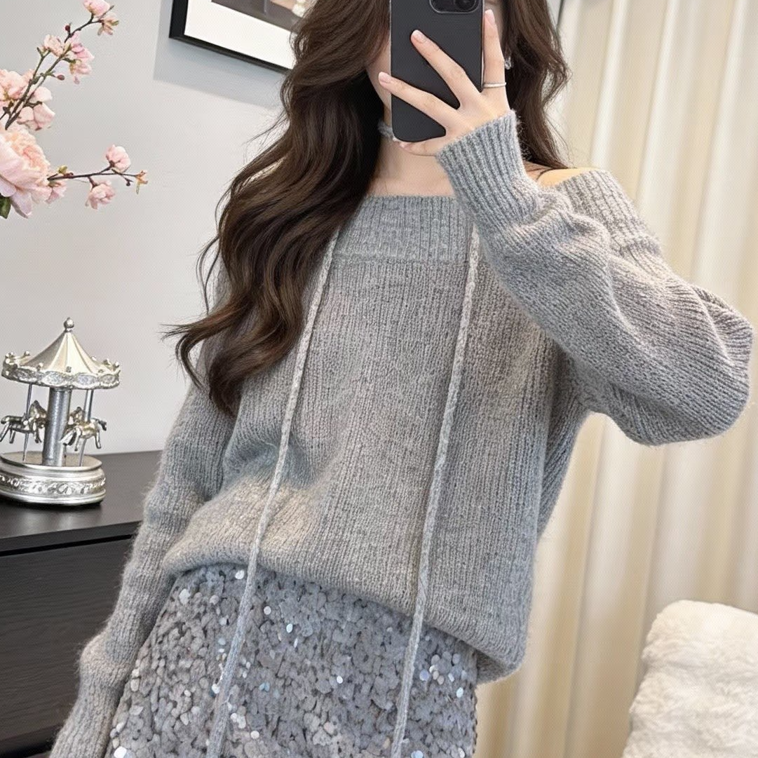 艾家新款慵懒风宽松纯色针织衫1199