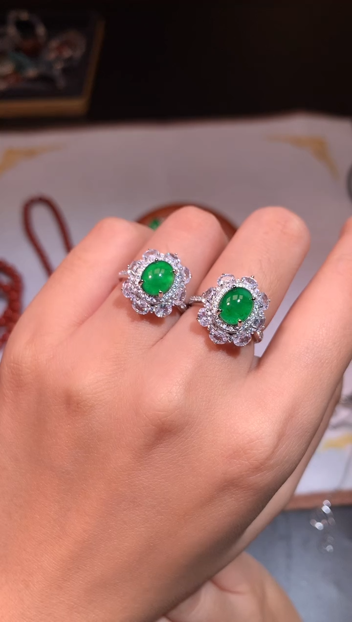 【闪购商品】翡翠戒指银S925镶嵌6009075/c1924/多样性发一件