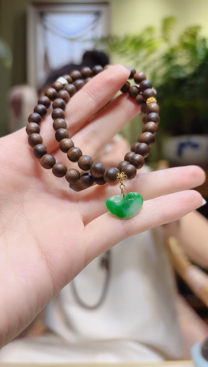 【闪购商品】沉香手串翡翠如意锁沉香手串2圈