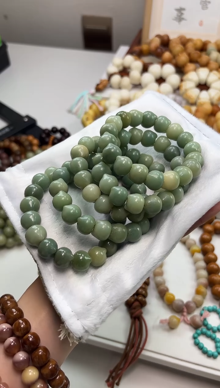 手串菩提根/象牙果沐b24紫美人玉化猫猫头13mm手串随机