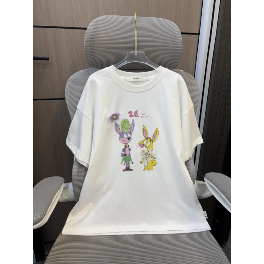 【清货】2025夏韩版东大门卡通短袖T恤(95%棉) D523 523 M