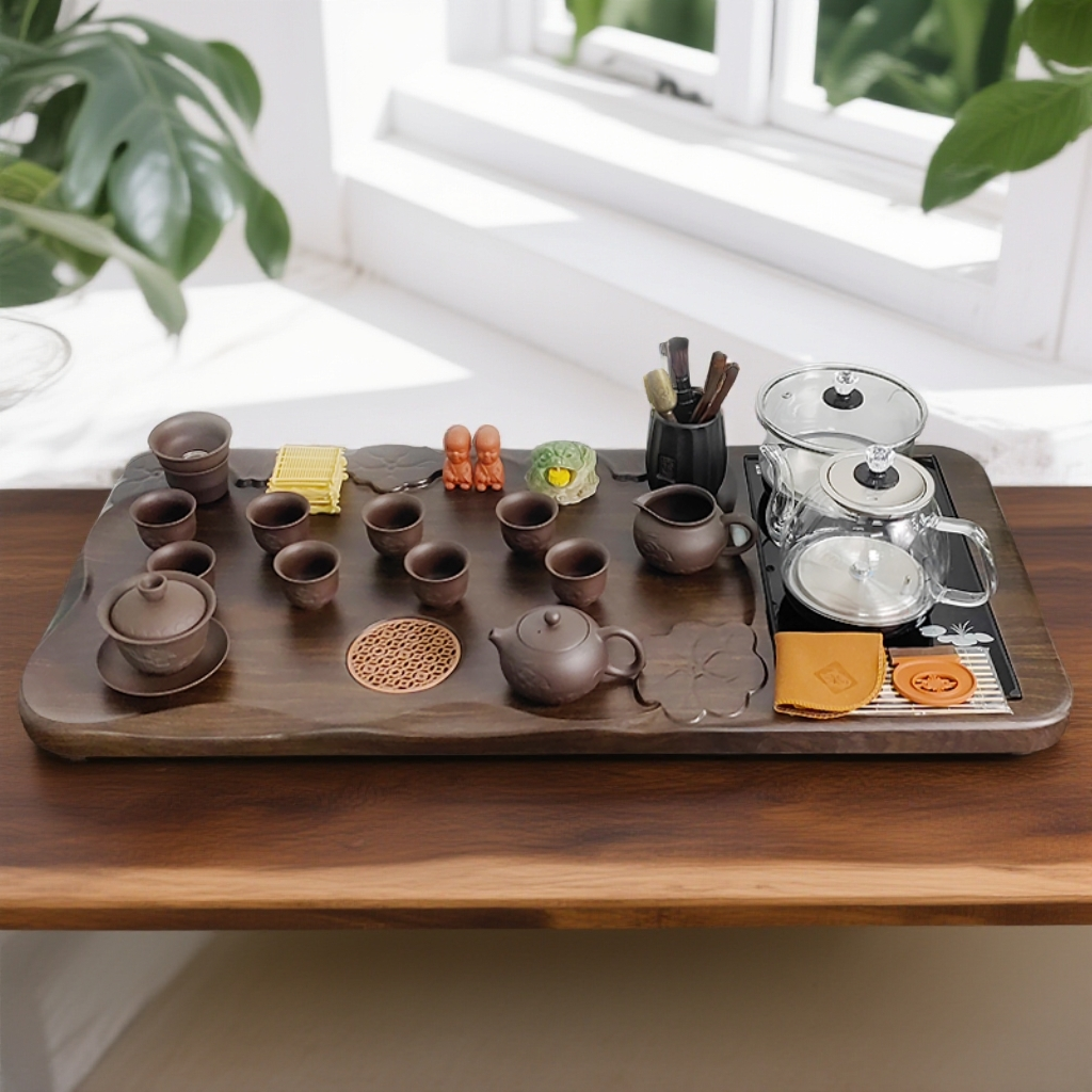 整套茶具套装家用茶台带烧水壶一体式全自动高端实木茶盘桌面专用
