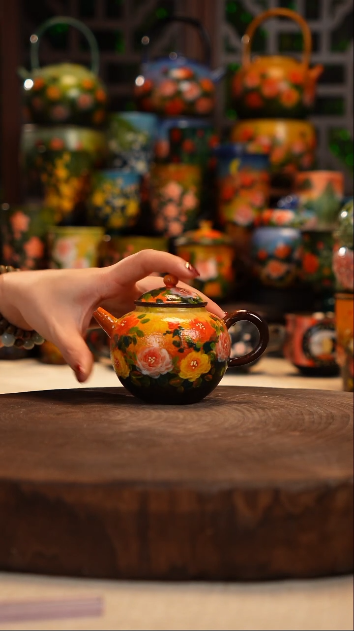 紫砂 油画釉下彩手绘