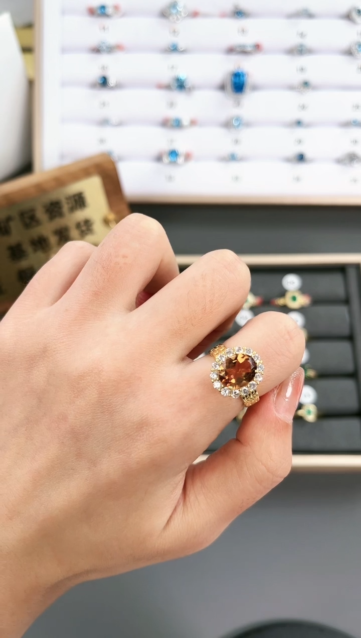 【闪购商品】黄晶戒指银S925镶嵌A010