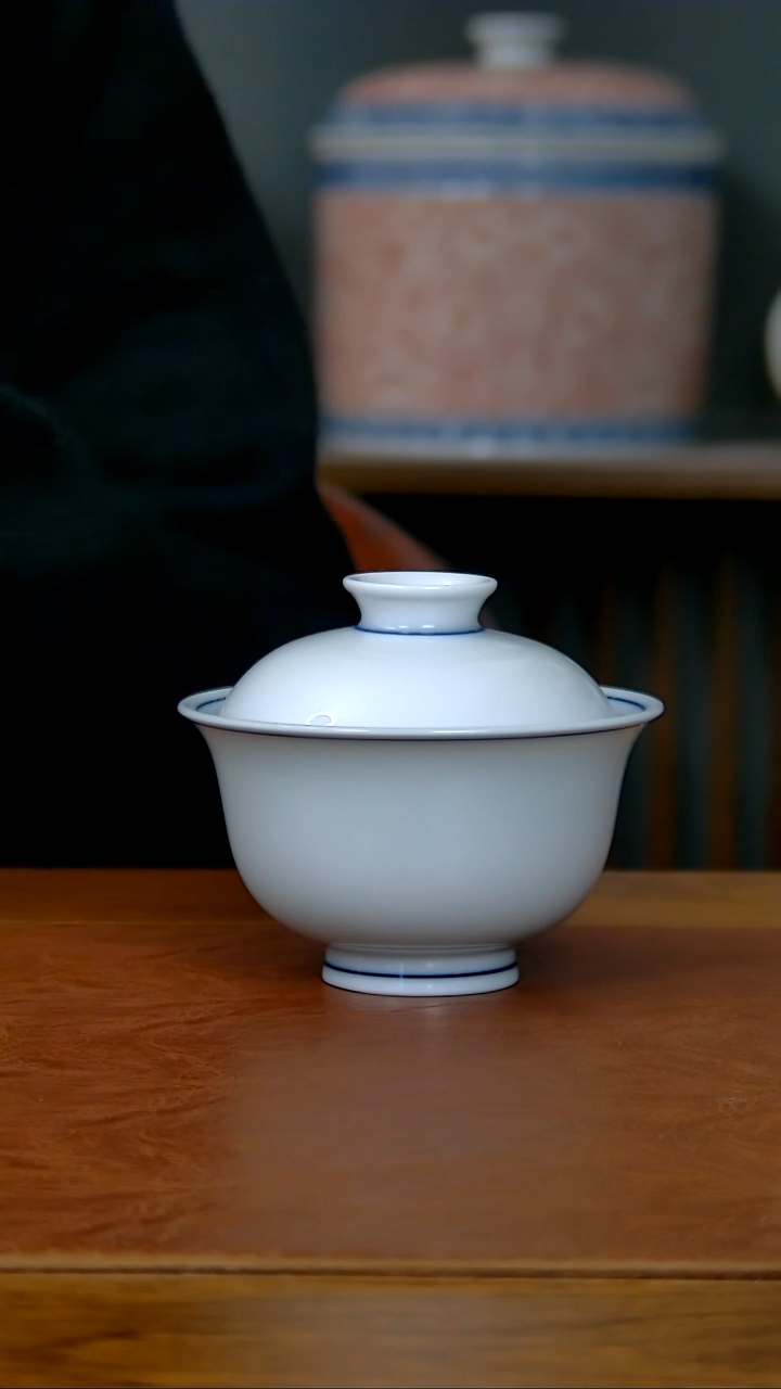 【闪购商品】陶瓷白胎两才盖碗（柴窑）      