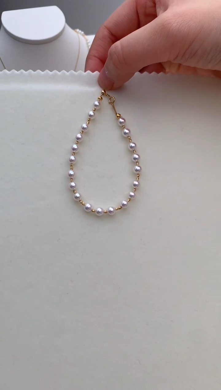 【闪购商品】海水珍珠手绳18K金镶嵌5-6极光设计款手链