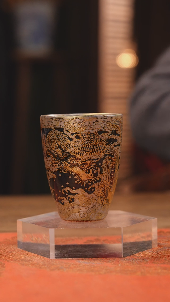 【闪购商品】杯溢珍堂 江崖海水龙纹错金银杯