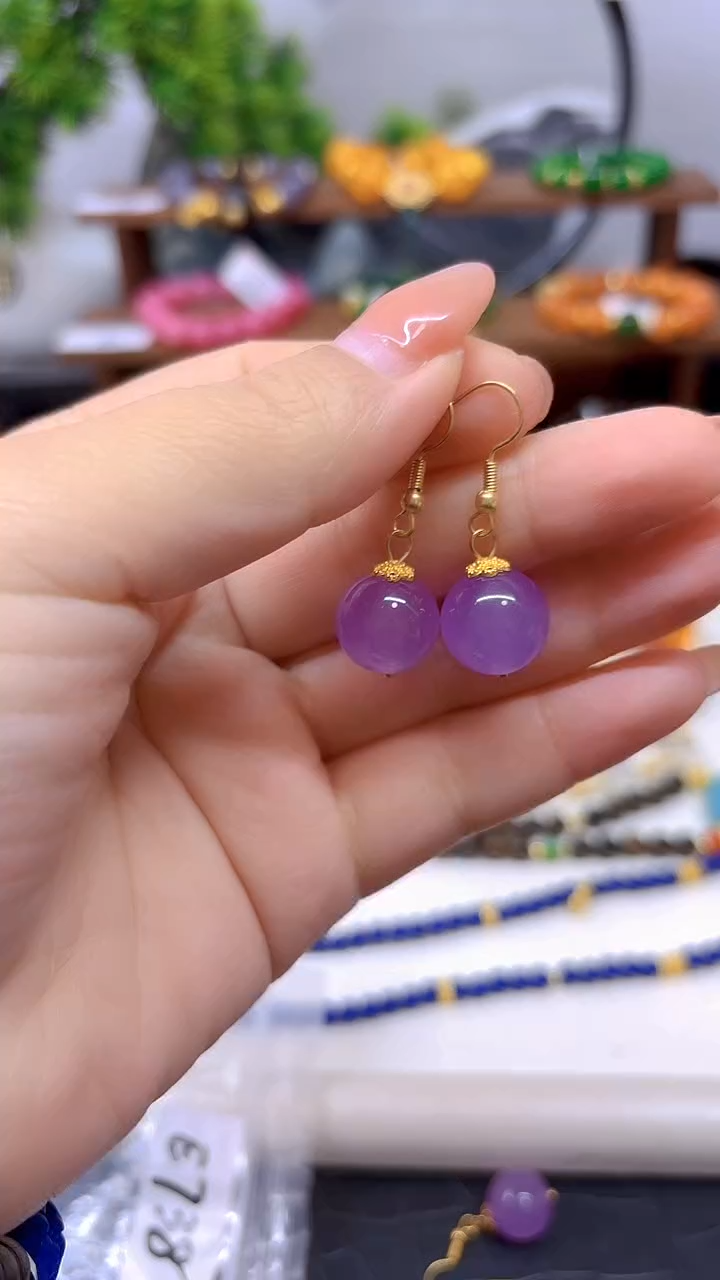 14K金镶嵌翡翠耳饰E738