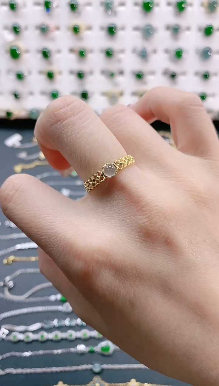 【闪购商品】翡翠戒指银S925镶嵌天然翡翠