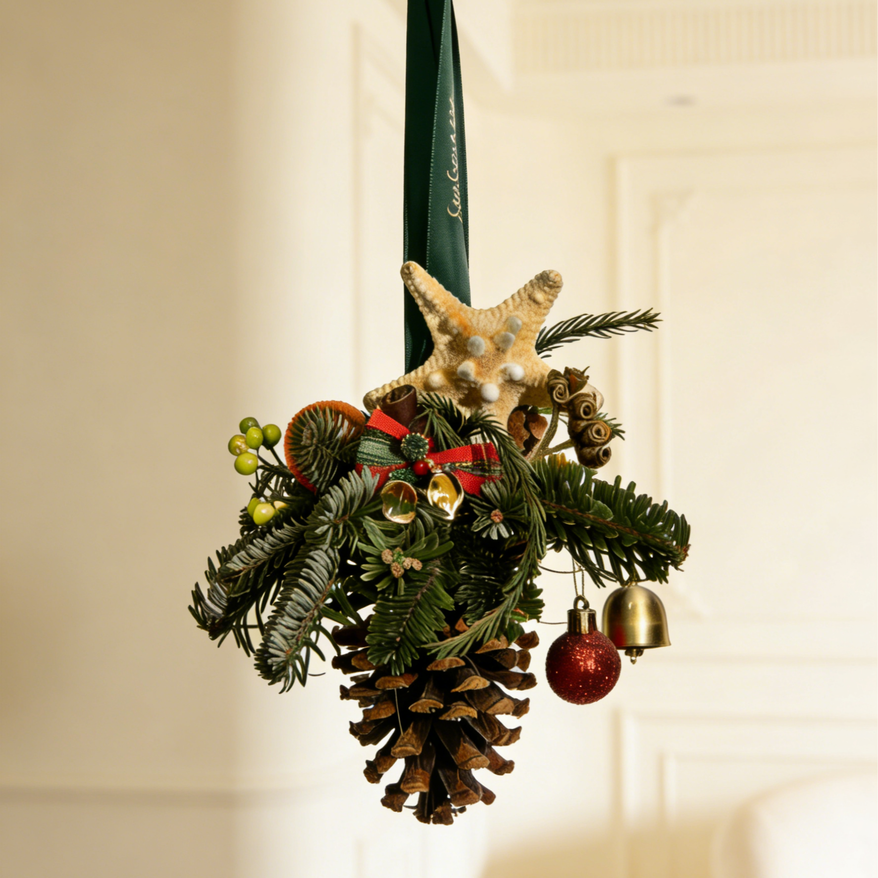 【暖橙叮当 · 松果星芒挂坠】永生花材质装饰墙挂装饰点缀送礼节日