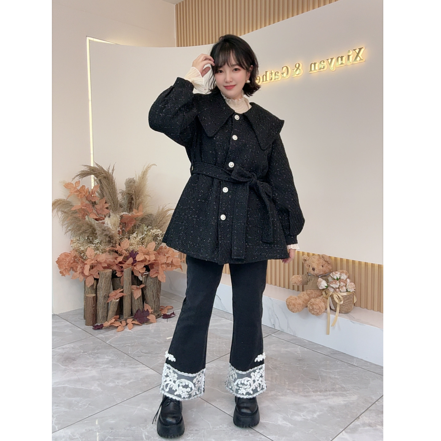 【之霖甄选】胖MM小香风外套加棉百搭网红时尚气质韩版加厚