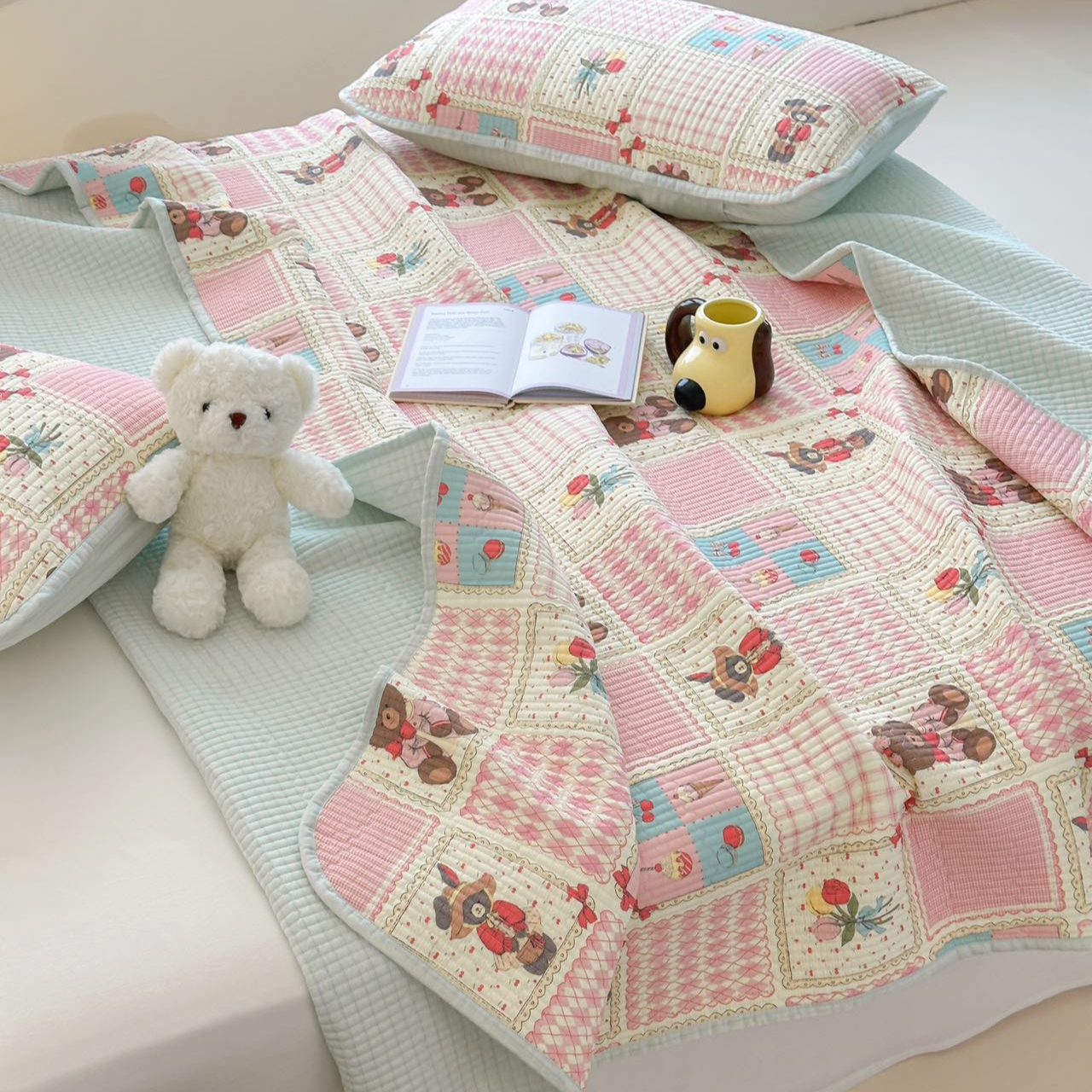 全棉床盖三件套 双面纯棉绗缝夹棉床单 防滑床单 榻榻米床垫